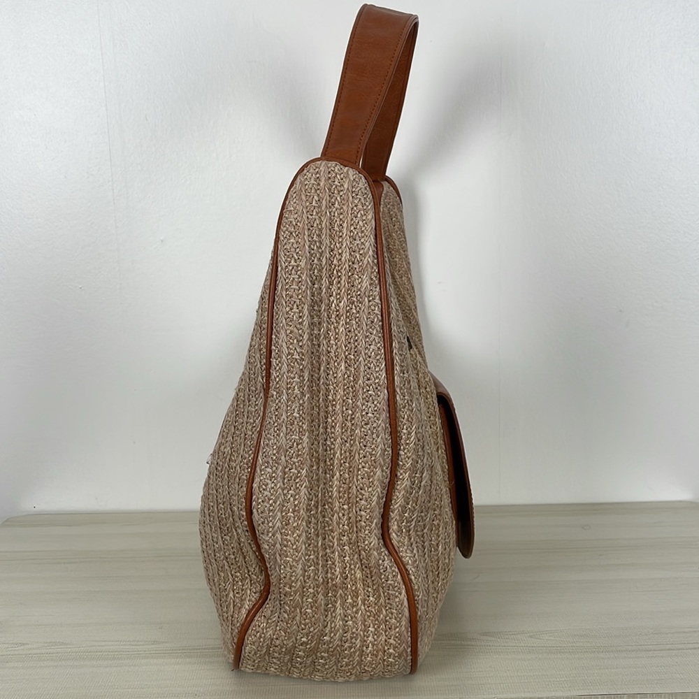 Anthropologie Urban Originals Oversized Raffia Straw Handbag Zip Closure Beige - Picture 4 of 9
